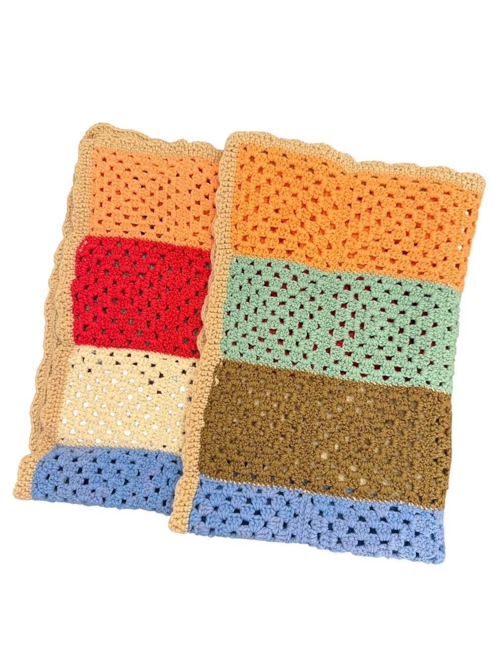 hand-crocheted multicolor striped baby/crib blanket - Picture 2 of 2